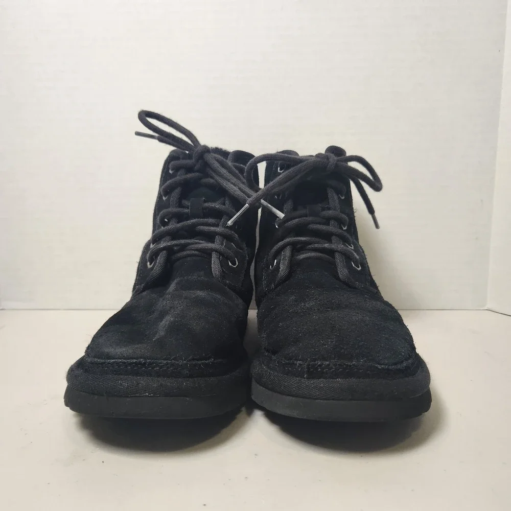 Ugg Neumel High Chukka Boots Men's 6 Black Suede Sheepskin‎ Ankle Lace Up